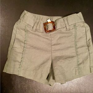 Janie and Jack Olive Green Shorts with Elastic Waistband and Faux Belt 3T